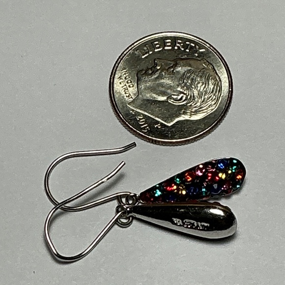 Sterling Silver Multi Colored Dangle Earrings. 1.25 inches long - Picture 4 of 4